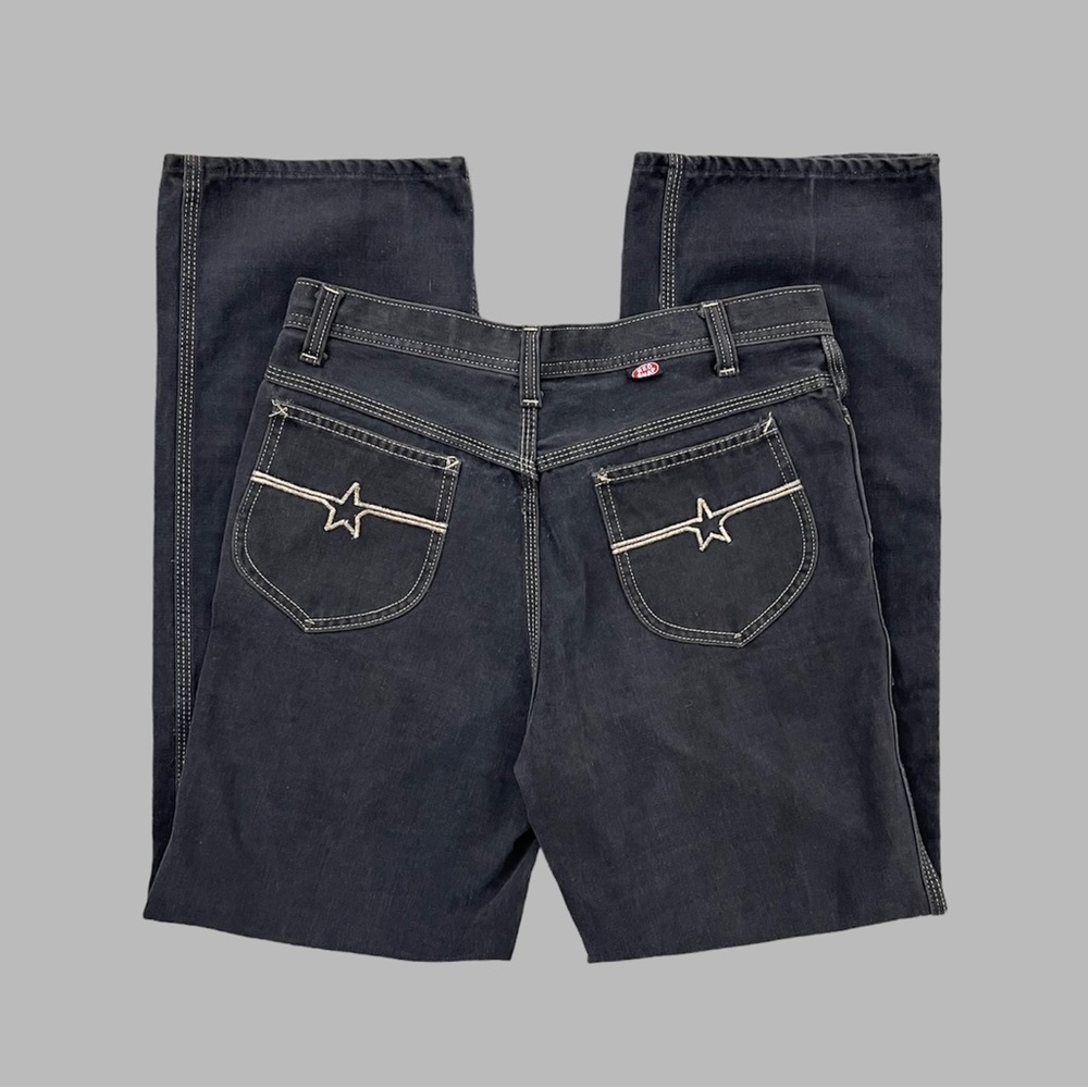 !SOLD! RED SNAP Vintage Black Dark Grey Star Pocket High Waisted Skater Jeans - Picture 2 of 12